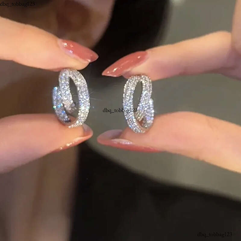 S Sterling Sier Stud Earrings Sparkling Jewelry Pave 5A CUbic Zircon CZ Dia Gemstone Brand Party Women Wedding Cross Earring For Mother Day Gift
