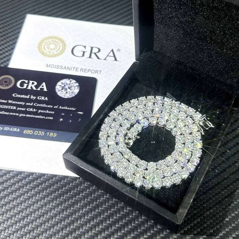 Pass Dia Test 2MM 3MM 4MM 5MM 6.5MM S Sier Women Men Necklace Moissanite Tennis Chain Wholesale Price