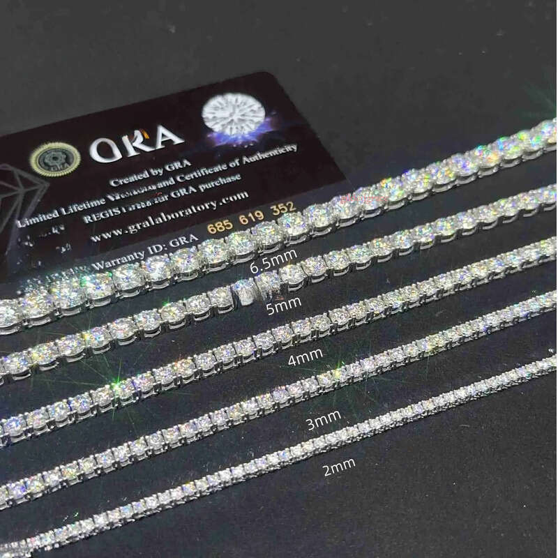 2mm 3mm 4mm 5mm Hop Necklace Sier vvs moissanite tennis chain women mens Fashionable man necklace Hip hop pass dia tester Chain