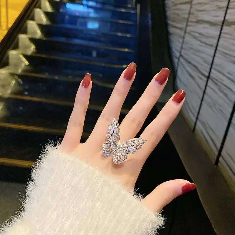 Jewelry Hot Sale Hollow Butterfly Exaggerated Ring Adjustable Animal Hand Decoration Wholesale