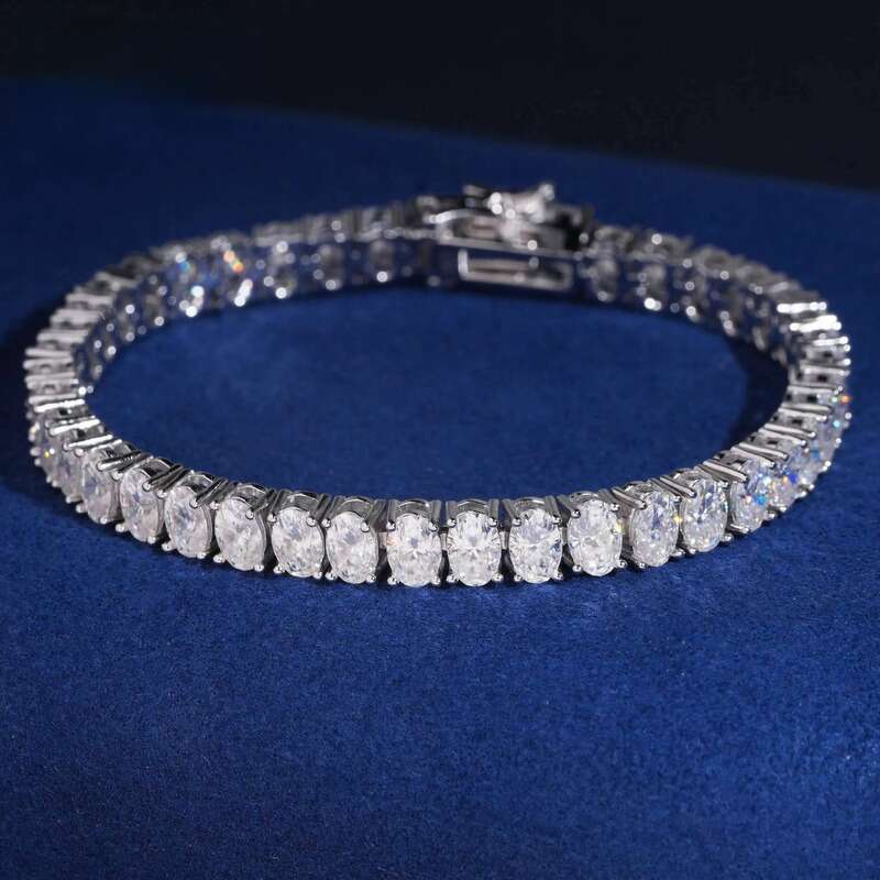 GRA Certification Oval Cut 4X6mm Fancy Shape Chain Sier Moissanite Tennis Necklace Rapper Jewelry