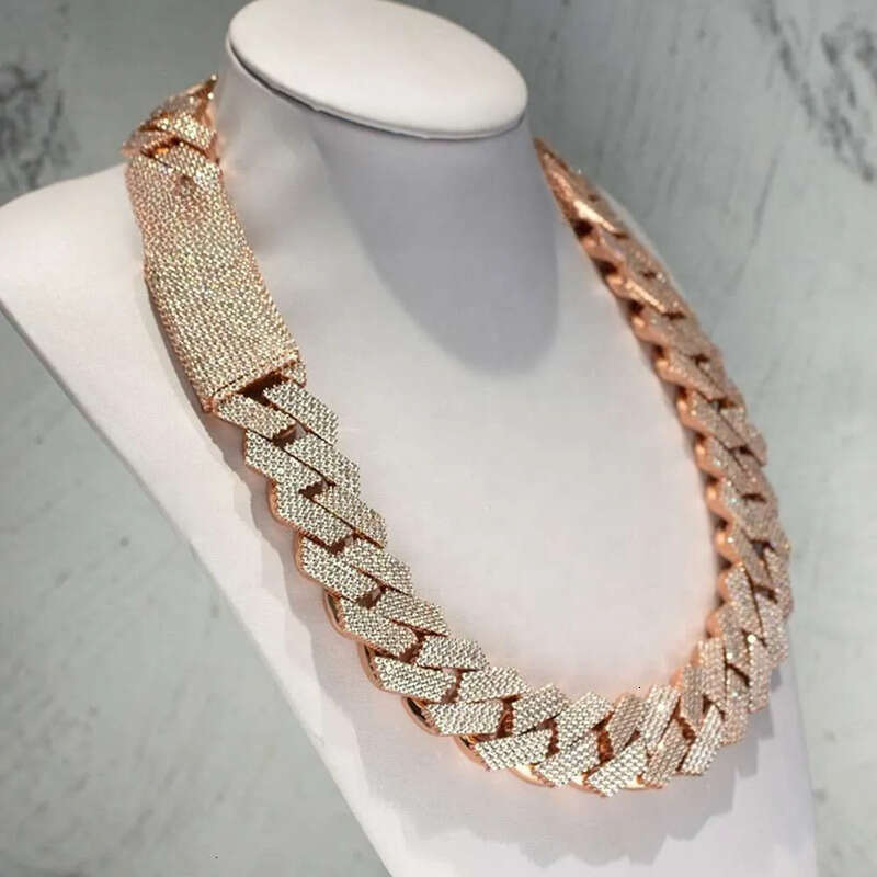 Buss Down Thicker 22mm Heavy Solid Sterling Sier Iced Out Moissanite Cuban Link Chain