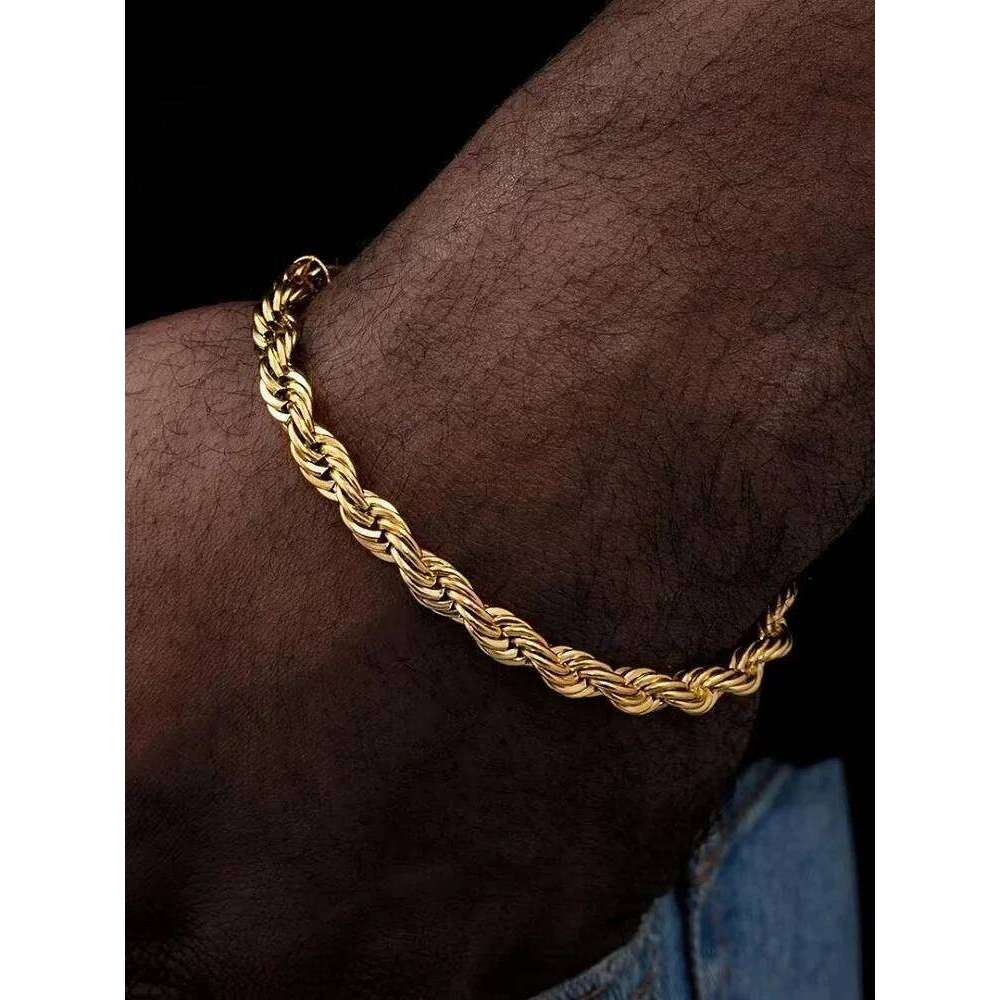 Men Hip-Hop Rock sterling sier Twist Chain For Women Simple Sier Gold Bracelet Fashion Jewelry Accessories Gift
