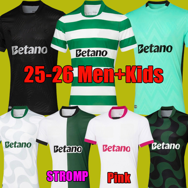 G. QUENDA C.RONALDO SPORTING LISBONA 25 26 Stromp Kit TRINCAO soccer jerseys PEDRO G. HARDER HJULMAND 2025 2026 O. DIOMANDE G. INACIO CP pink football shirt Men Kids kit top