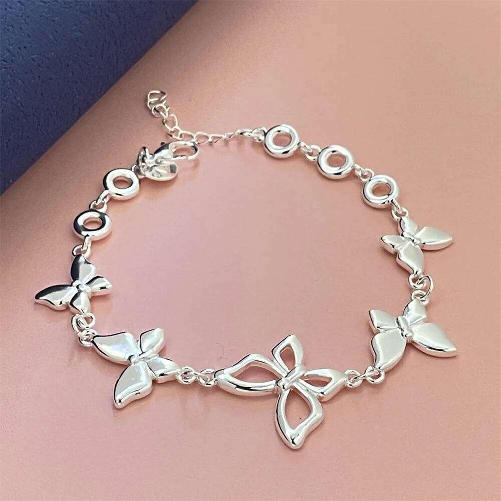 Sterling Sier Charm butterfly Bracelet, for women lady party gift Elegant Party Wedding Engagement Jewelry Gift