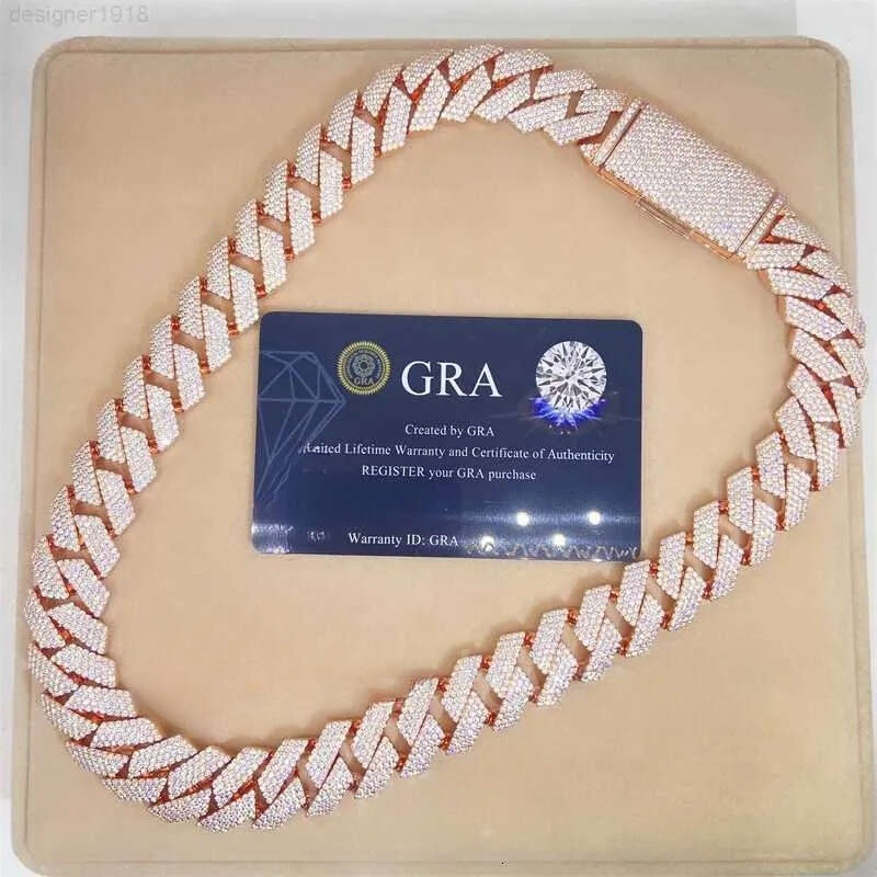 necklace moissanite chain Ready to Ship 18mm 4row Vvs1 Moissanite Gra Certififcates Customized Name Lock Iced Out Miami Cuban Link