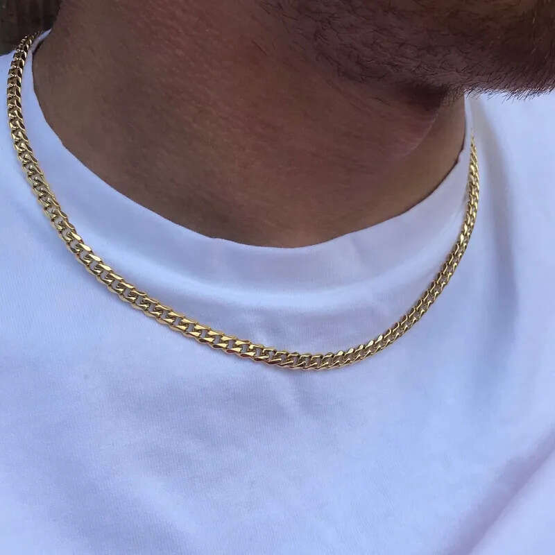 Designer 5mm Miami Cuban Link Chain Men Gold Chains Stainless Steel Choker Mens Necklace Hip Hop Jewelry Gift