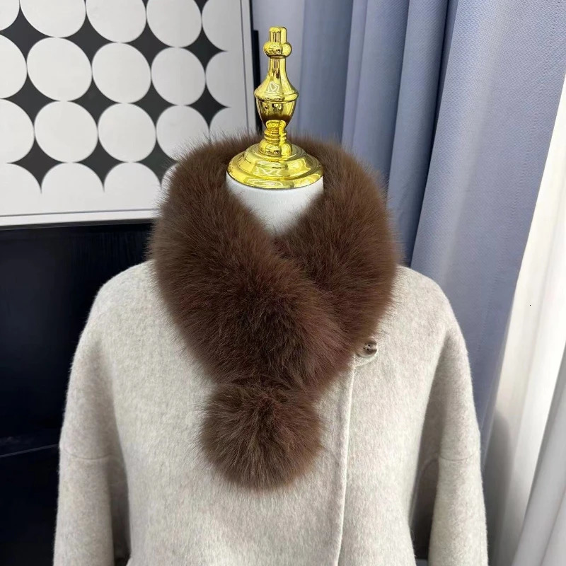 Natural Fox Fur Scarf Winter Thickened For Women Real Scarf Neck Warm Fluffy Shawls Female Coat Collar 250929