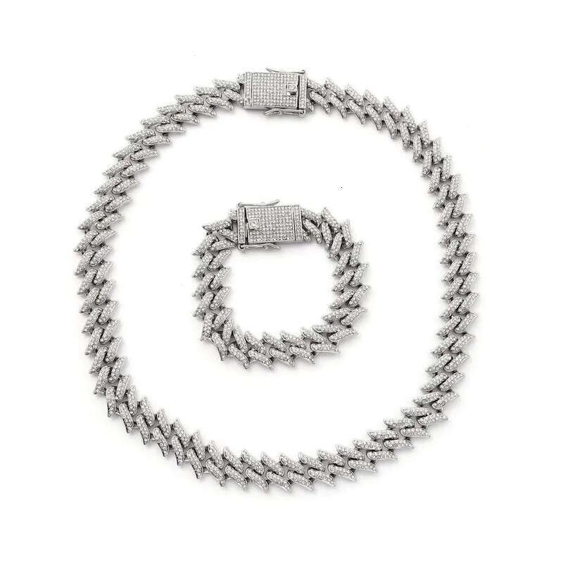 DHcollections Hip Hop Ice Dia Cuban Chain Men's Straight Pull Shining Rap Singer Necklace Jewelry
