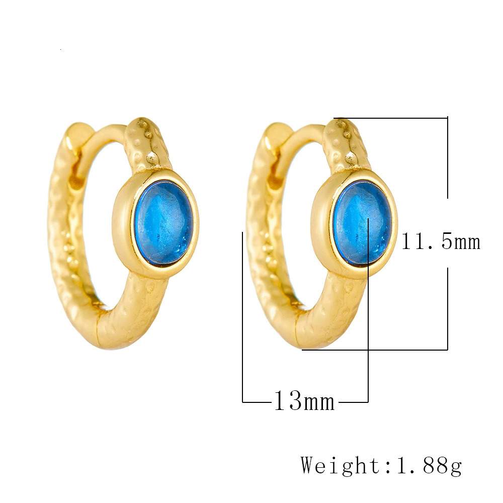 colorful earring 925 sterling silver women jewelry 14k gold vermeil sapphire blue hoop earring for women 250930