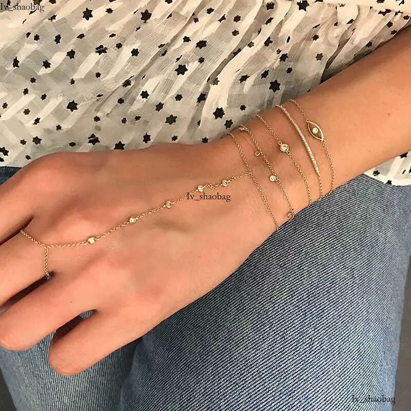 GB17 RINNTIN 14K Solid Yellow Gold Lobster Clasp Strand Cut Cable Chain Solitaire Bezel Set Moissanite Dia Bracelet