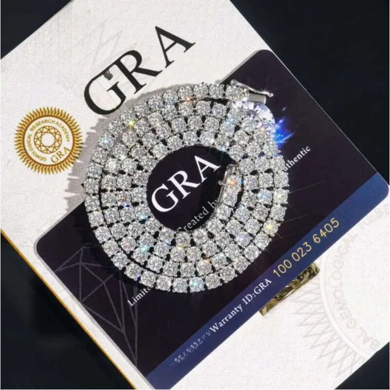 Moissanite tennis 3mm hip-hop full dia Cuban chain
