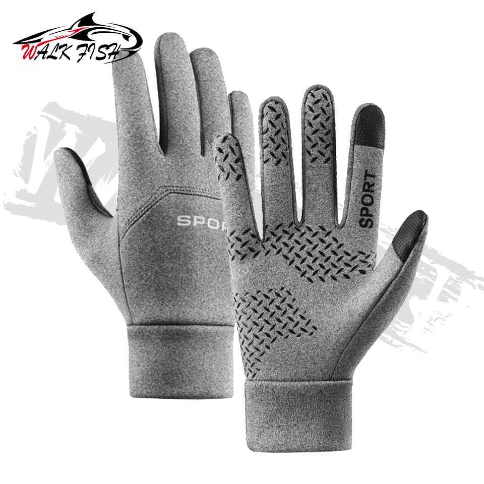 WALK FISH Elastic Nonslip Fishing Gloves Plus Velvet Windproof Stretch Fabric Warm Smooth Touch Screen Experience Sports Gloves Z250925
