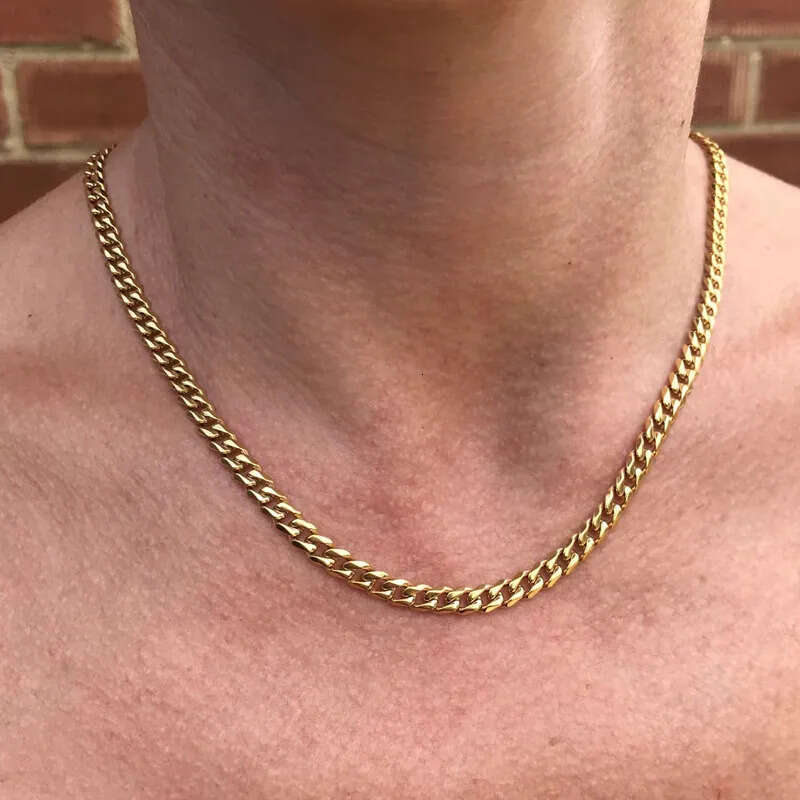 Designer 5mm Miami Cuban Link Chain Men Gold Chains Stainless Steel Choker Mens Necklace Hip Hop Jewelry Gift