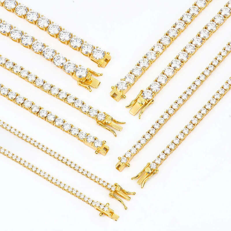 Pass Dia Tester VVS1 D Color With GRA Certificate Moissanite Chain For Women Solid Sier 4MM W Tennis Necklace Hip Hop Jewelry Woman Christmas Gift
