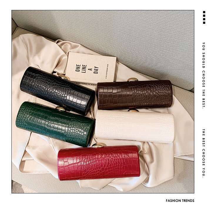 designer bag Luxury bag Warm Brown Crocodile Pattern Long Baguette Handbag Trendy Motorcycle Date Party Irregular Bag