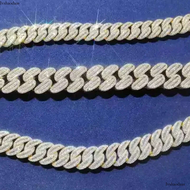 15mm 18mm 20mm Moissanite Fine Sterling Sier Necklace Fashion Hip-Hop Cuban Link Chain Brand Jewelry