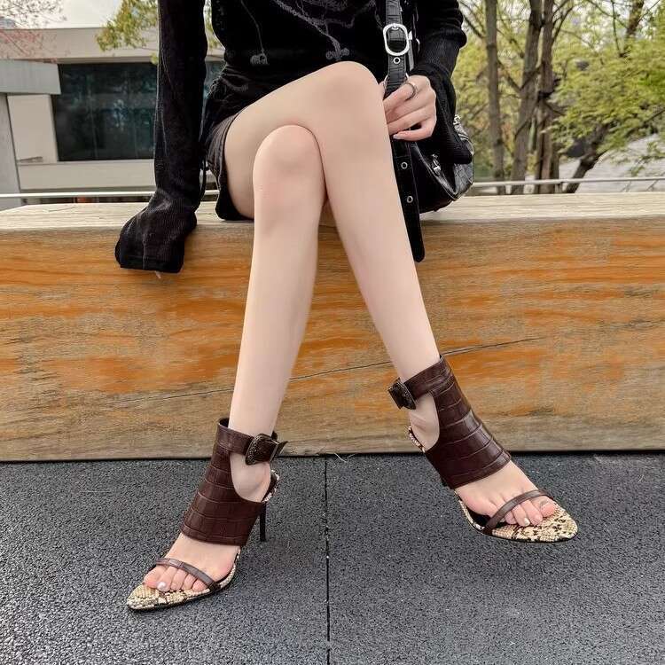 35-42 Plus Size Designer Shoe Black heelegant High heels Sexy Goddess Style with Dress Fashion Shoes Pointed Stiletto Open Toe Sandals