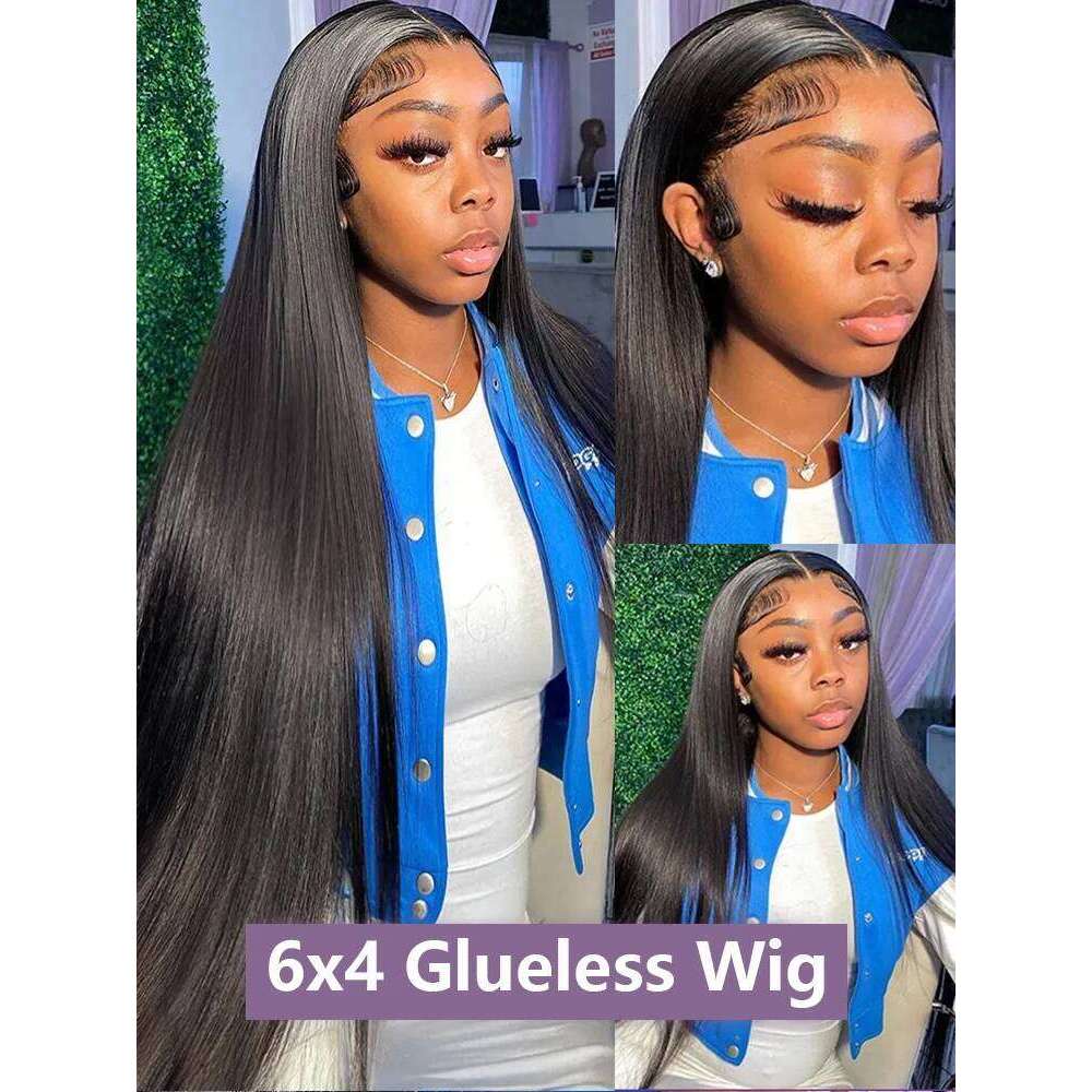 Glueless 6X4 5X5 9X6 Pre Cut Closure Wigs Smooth Straight 360 13X4 13X6 Lace Front Wig Human Hair Xiusiyuan2510