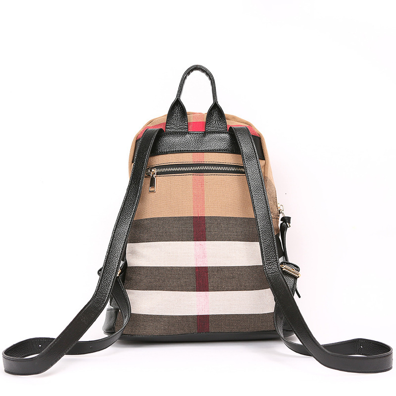 Designer Grid Patch Canvas Backpack 2025 New College Style Commuter Travel Bag