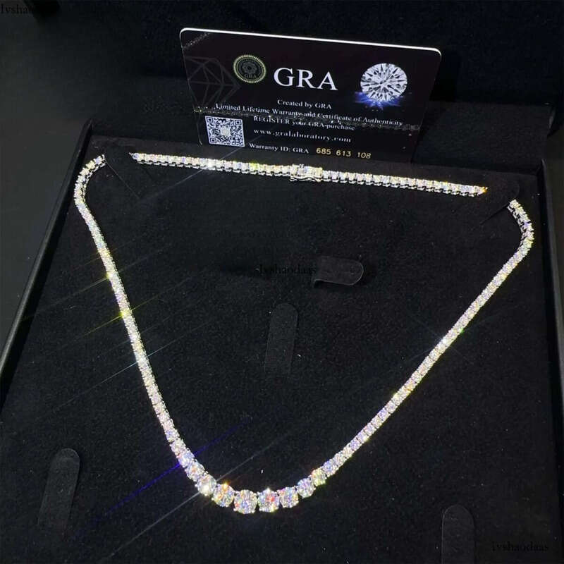 Fashion Women Female Gift Jewelry VVS Moissanite Sterling Sier Hip Hop Cluster Tennis Chain Necklace
