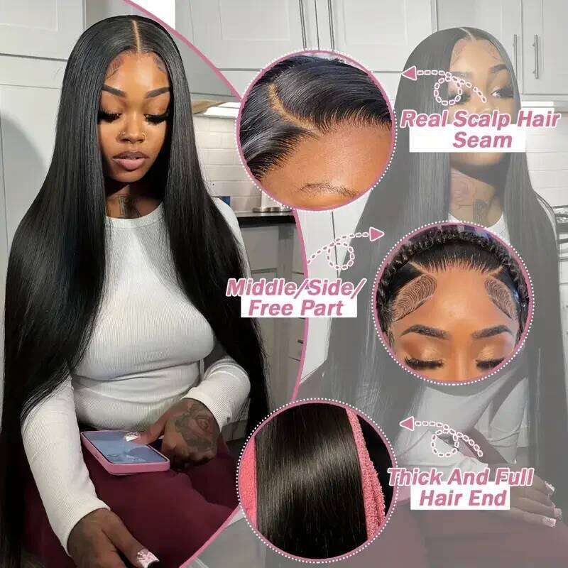 5X5 HD Transparent Lace Front Glueless Closure Human Plucked & Pre Cut 250% No Glue Wig For Natural Straight Hair Xiusiyuan2510