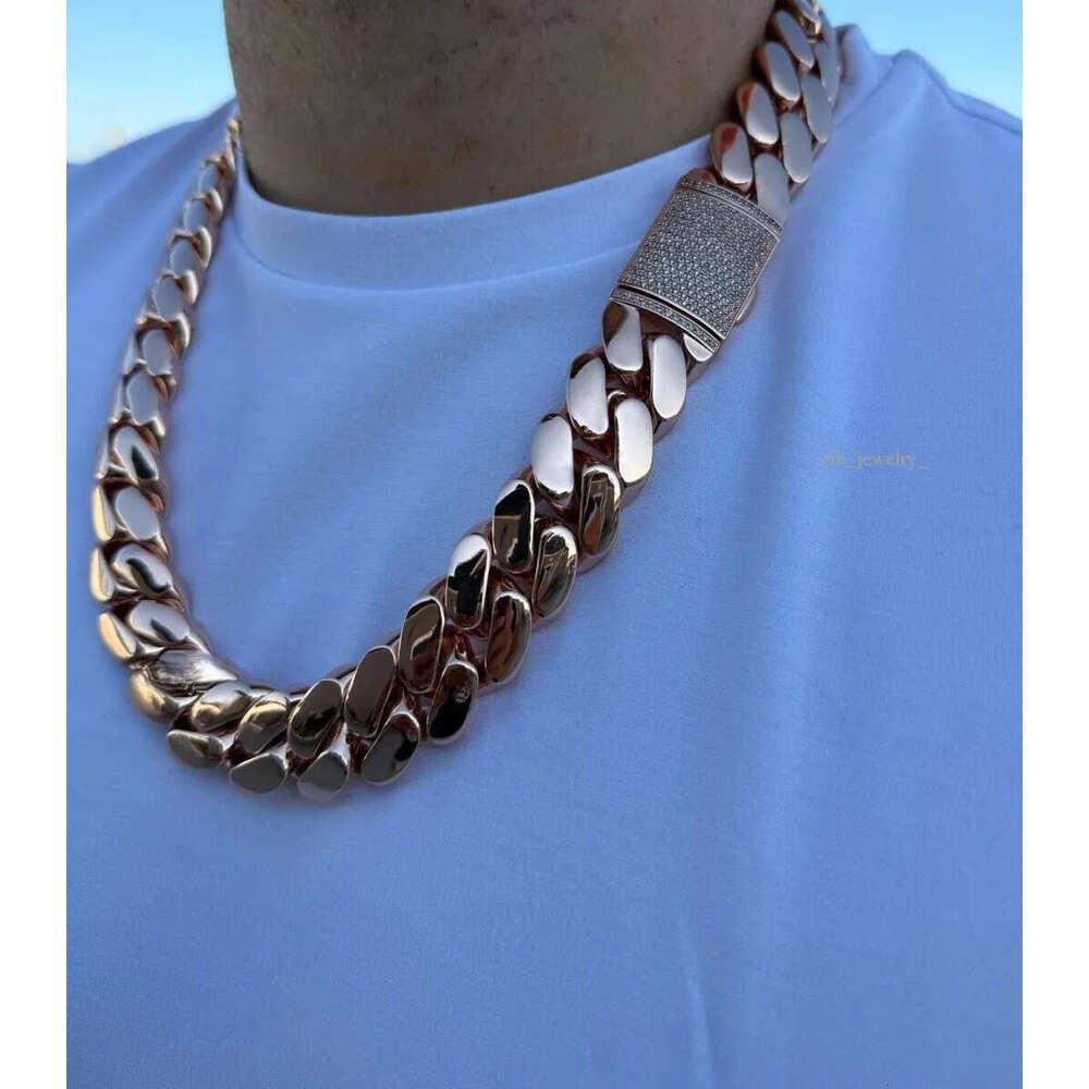 20mm Heavy sier Miami cuban link chains and bracelets with VVS1 Moissanite box clasp, gold plated iced out chain, Boyfriend gift ideas