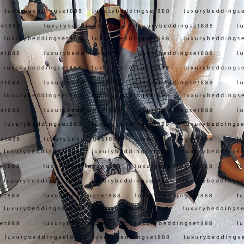 Scarf Designer's Fall/Winter Scarf Luxury Women's Cashmere Shawl Wrap Style Cashmere Blanket Warm Thick Shawl Women's Outdoor Scarf