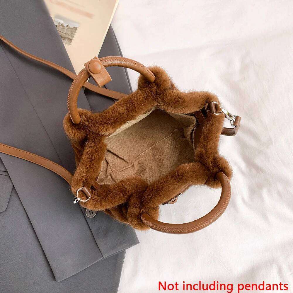 Women's Furry Handbag, Retro Style, Large-Capacity Fashionable Crossbody Bag, Detachable Shoulder Strap Tote Bag