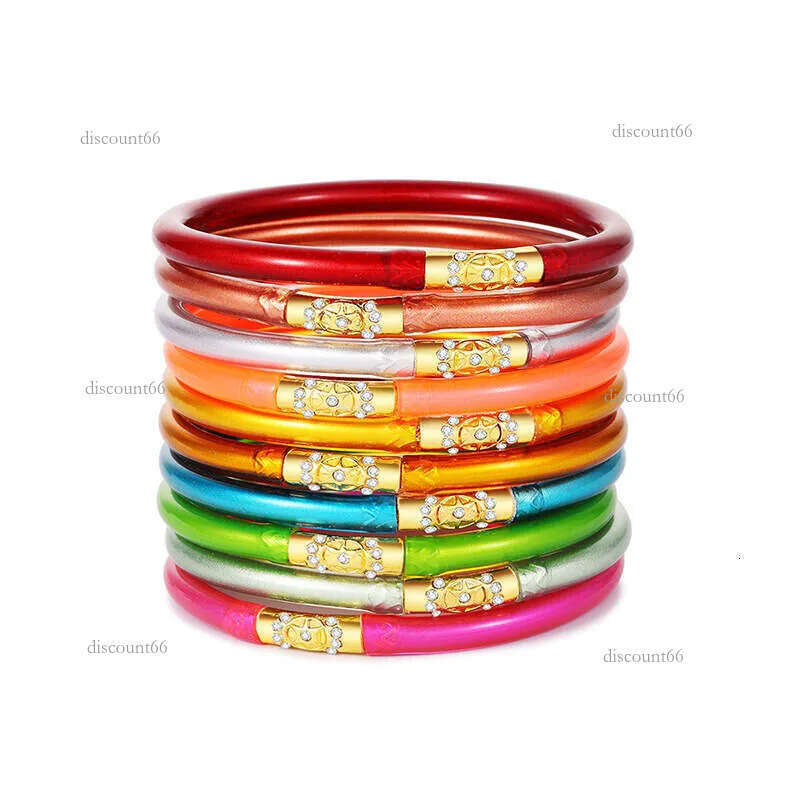 PVC Silicone Tube Gold Powder Dopamine Women's Zinc Alloy Hexagram Inlaid Dia Fashion Jelly Bracelet
