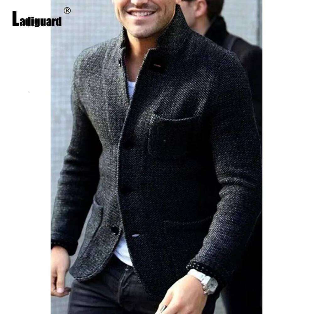 Mens Elegant Leisure Casual Knitted European Style Spring Classic Basic Jackets Men Slim Comfy Blazers Outerwear