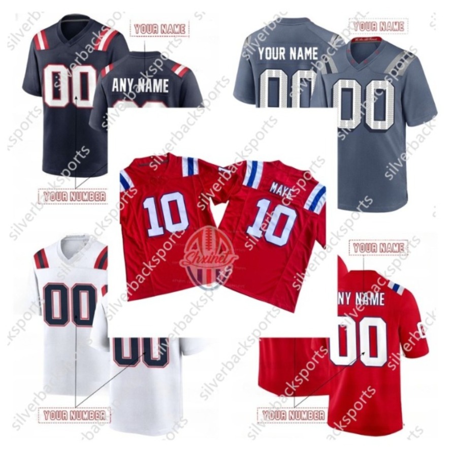 Custom Football 2025 Rivalries Jersey Drake Maye Rhamondre Stevenson Hunter Henry Jahlani Tavai Stefon Diggs Christian Gonzalez 12 Brady Mike Vrabel 123