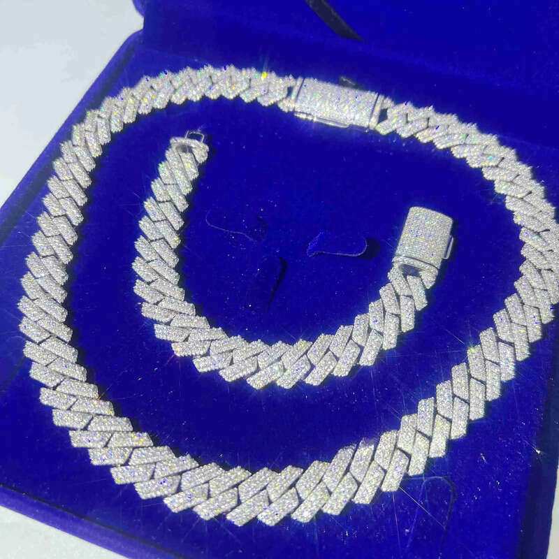 15mm Fashion Pass Tester Vvs Moissanite Dia Hip Hop Iced Out Jewelry Cuban Link Chain