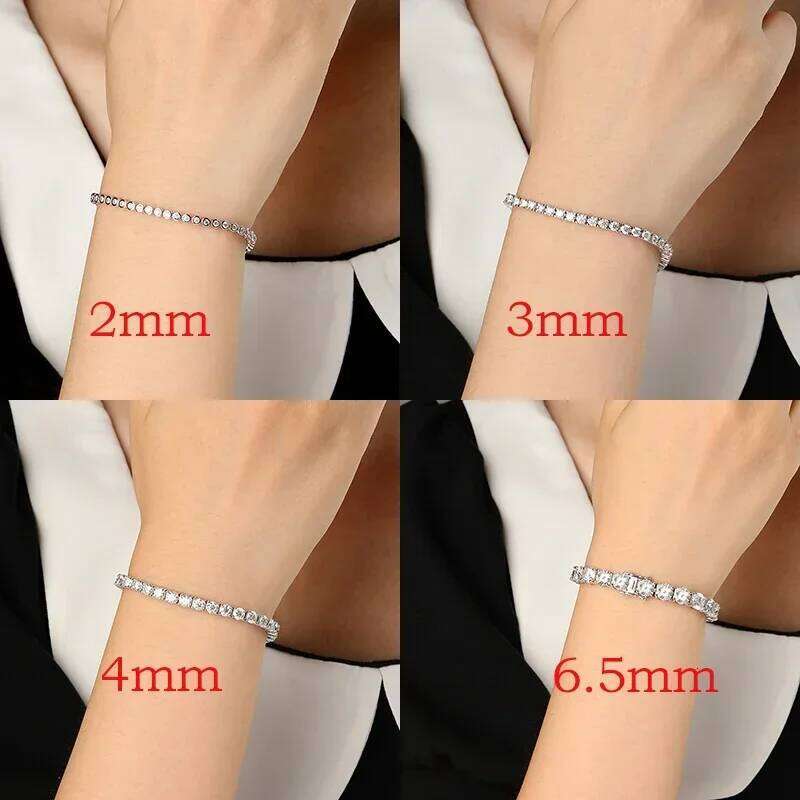 Smyoue 2-6.5mm Real Moissanite Tennis Bracelet for Women Christmas Gift Platinum Plated 100% Sterling Sier Wedding Jewelry