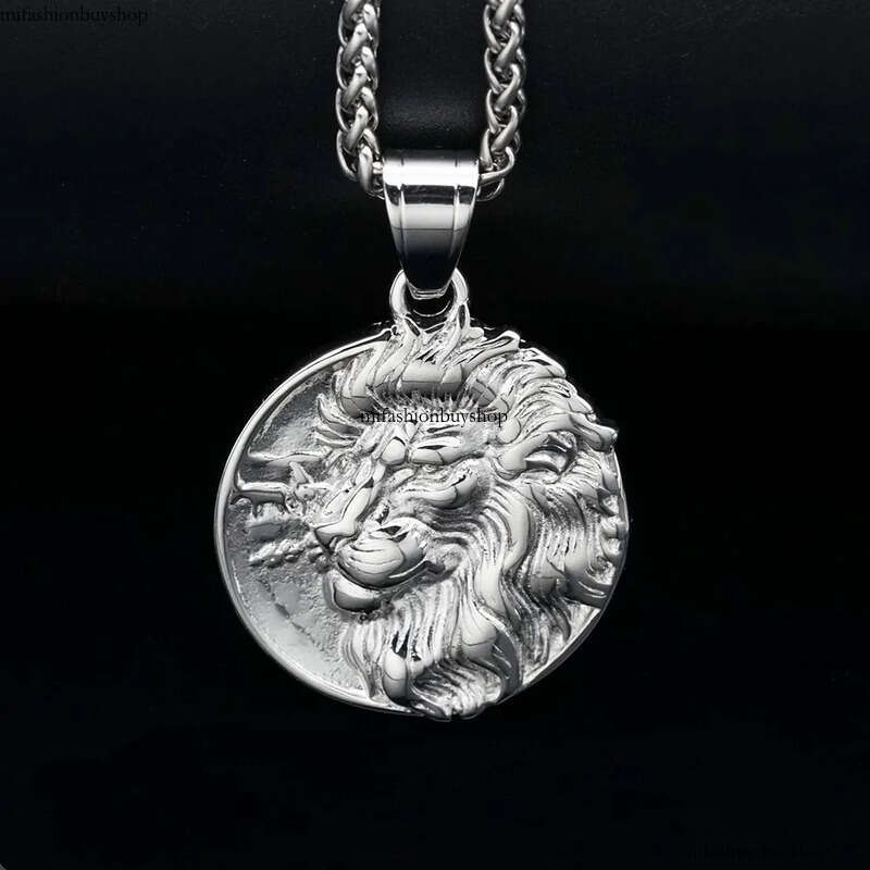 Hip Hop Casting Lion Head Pendant Necklace Stainless Steel Gold Plated Men RapJewelry