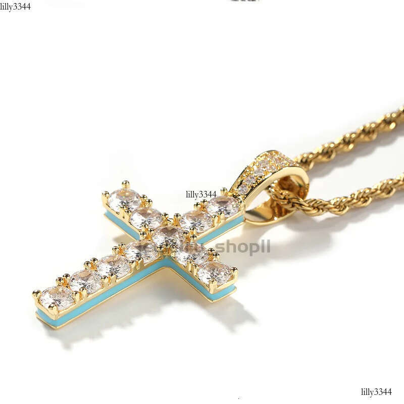 necklace moissanite chain New Cross Personalized Side Glow Set PendantCuban Chain Hip Hop Personality jewelry Moissanite dia