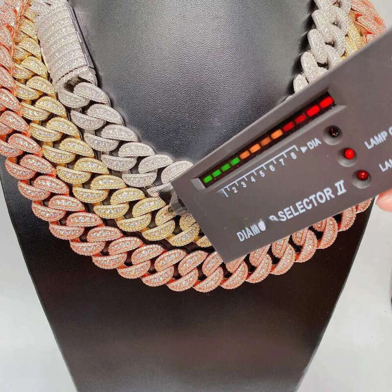 New Arrival Designer Bracelet 20mm Full Set Mosonite S Sier Cuban k Chain Trendy Brand Necklace Accessories for Men Women Hip Hop Pass Dia Tester Gift