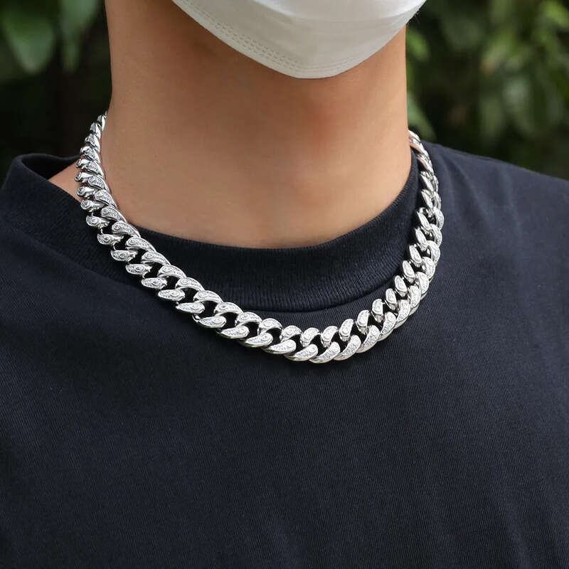 High Quality Iced Out Cuban Link Necklace Bracelets Mens Hip Hop Gold Chain Necklaces Jewelry 15mm