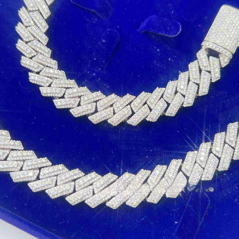 15mm Fashion Pass Tester Vvs Moissanite Dia Hip Hop Iced Out Jewelry Cuban Link Chain