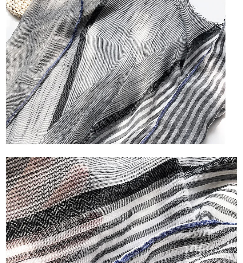VREOVOR Scarf Womens Spring Autumn Thin Mori Color Matching Shawl Korean Version Versatile Linen Literary Retro Fashion 250930