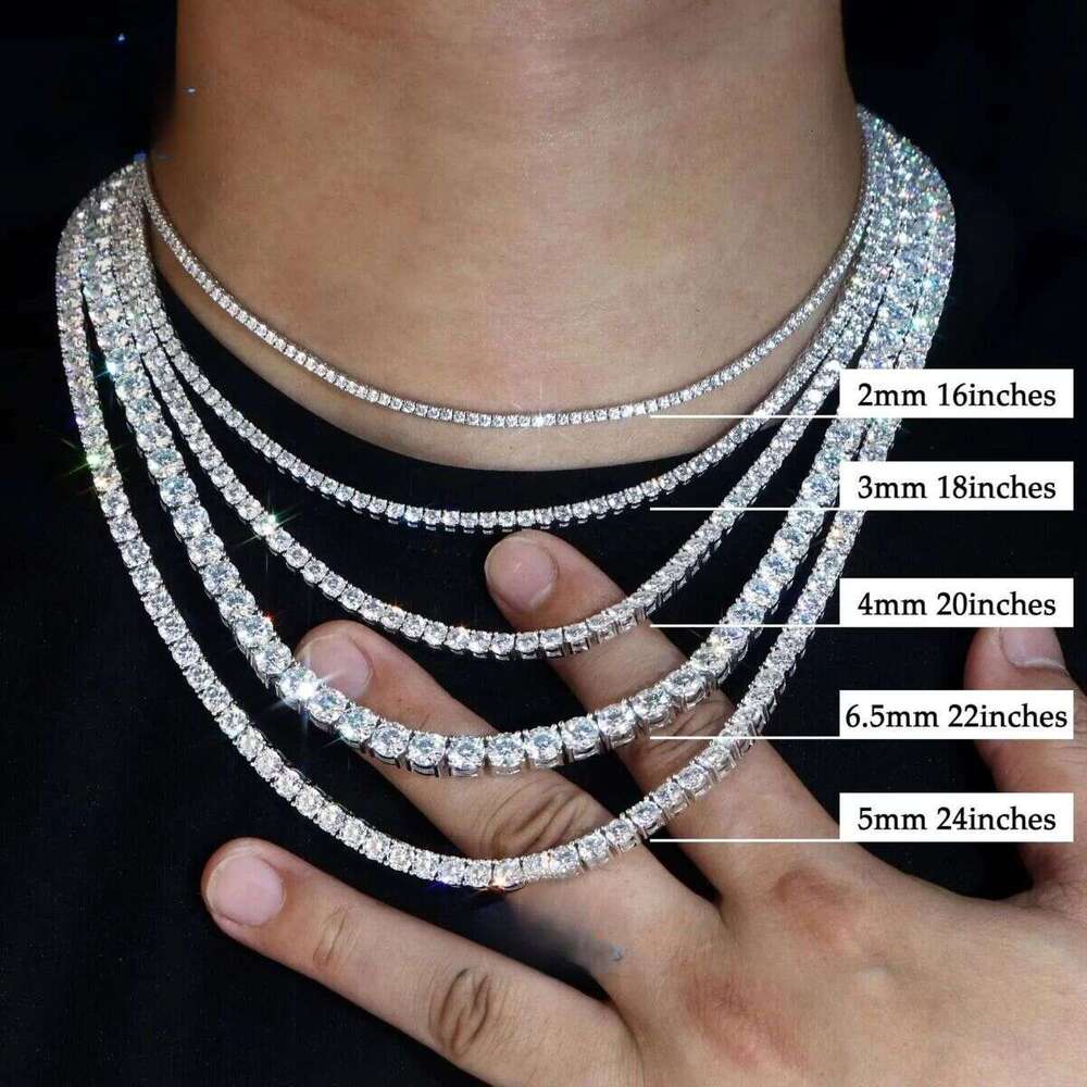 Fast Delivery High Quality Tennis Chain 2mm 3mm 4mm 5mm 6.5mm Shining Brightly D VVS Moissanite Women Men Necklace