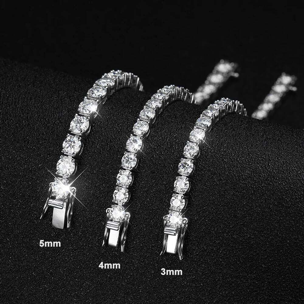 KNOBSPIN D VVS1 Moissanite Tennis Bracelet Original s Sterling Sier Plated White Gold with GRA Bracelets for Women Man
