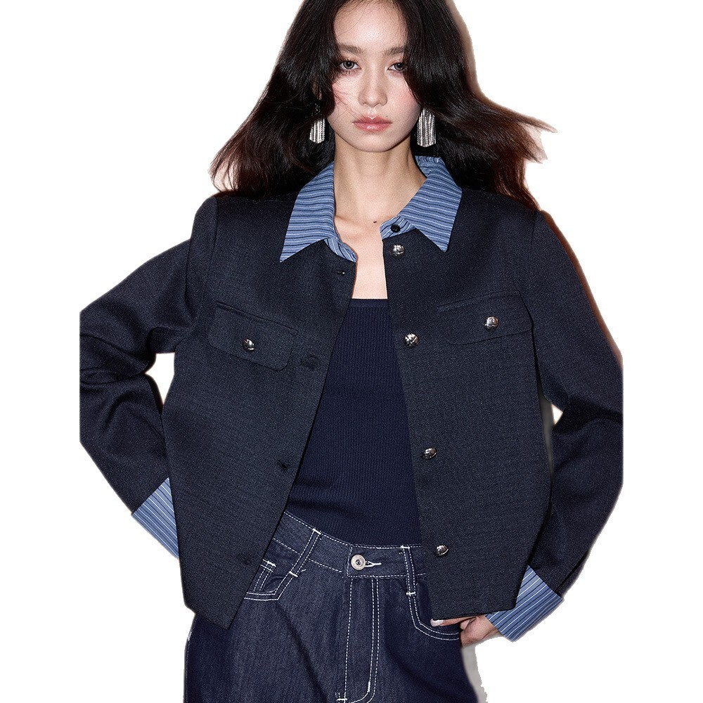 2025 Autumn New Retro Korean Style Thousand Person Designer Coarse Hairy Short Jacket with Gold Wind Pattern Patch High end Exquisite Luxury Top Jacke