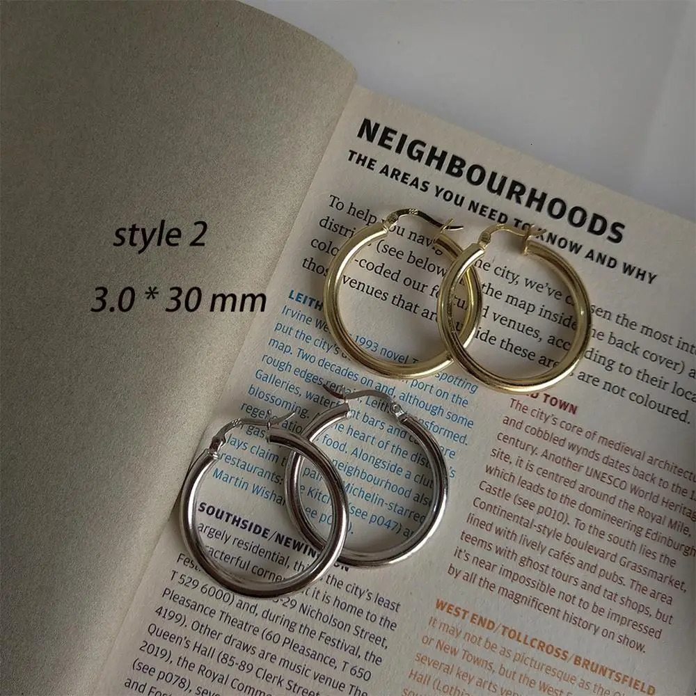925 Sterling Silver Earring Fashion Simple Smooth Circle Ear Ring Big Earring Temperament Exaggeration Wild Women Girl Ear Jewel 250930