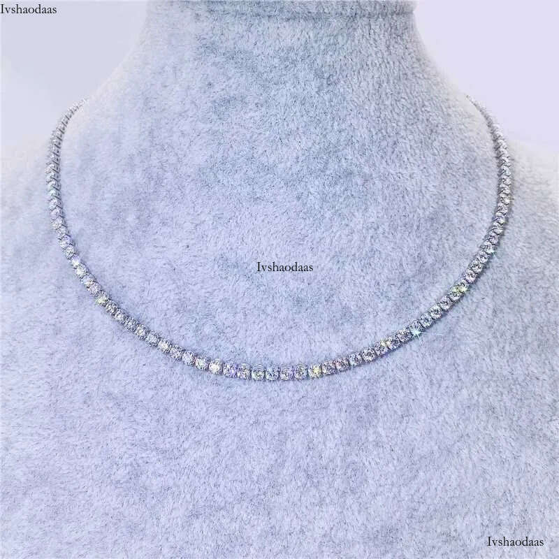 4mm Width Pass Tester Dia Hip Hop Bling Jewelry Sterling Sier Vv Moissanite Tennis Chain Necklace Bracelet