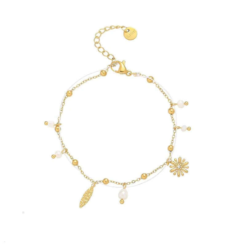 DHCollections Dyola New Arrival Gold Plated Designer Jewelry Stainless Steel for Women Double Layer wer Pearl Bracelet