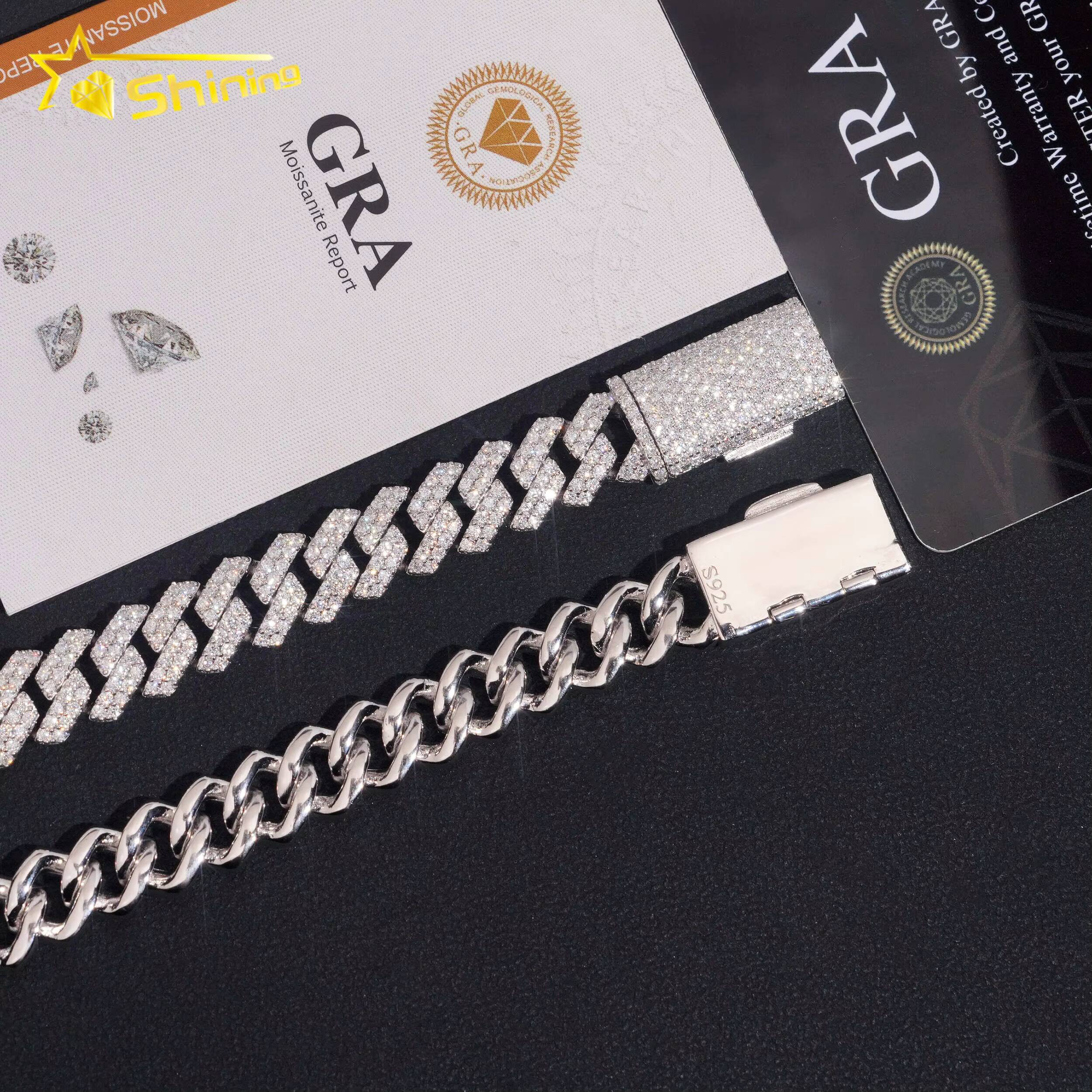USA Warehouse Ready to Ship GRA Certificate 10mm 925 Solid Silver Hip Hop Jewelry Iced Out VVS Moissanite Diamond Cuban Bracelet