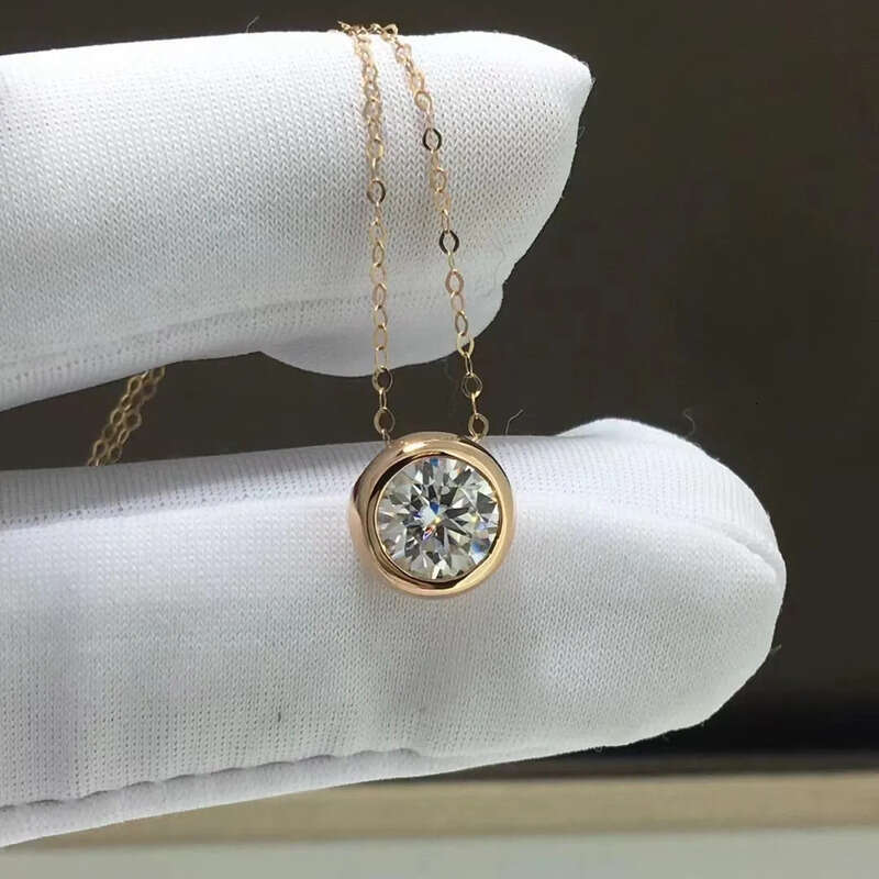 AU750 Real Gold Moissanite Dia Necklace Fine Jewelry For Woman Wedding Proposal Gift Present