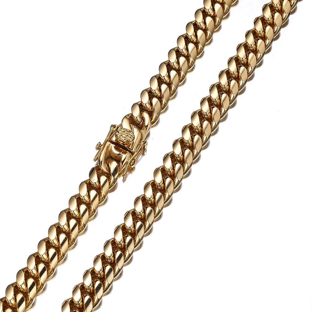 European and American Gold Titanium Steel Cuban Chain Faucet Buckle Necklace Stainless Steel Encryption Jewelry