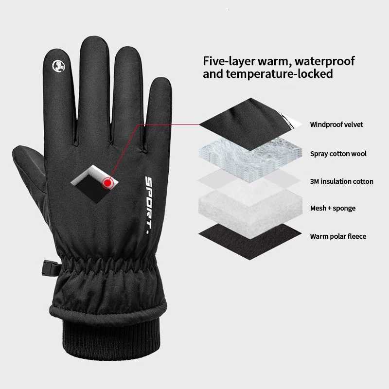 Universal Winter Warm Ski Gloves Waterproof Coldproof Thickened Outdoor Cycling Fishing Running Windproof Touch Screen Gloves Z250925